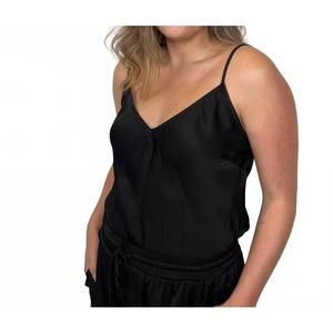 NEW RIVER + SKY skye ecosatin v-neck camisole in black